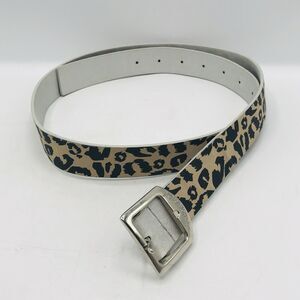 NEW Betsey Johnson Brown Tan Leopard Belt Buckle Logo 40x1 Inch S, M, L